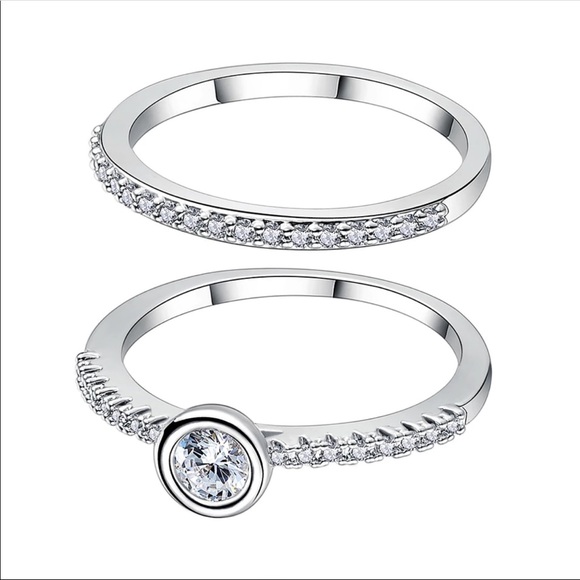 Dainty silver and crystal ring set - Picture 5 of 5